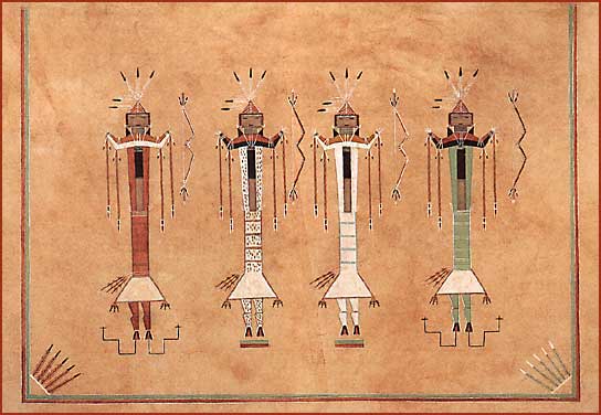 Modernes Sandbild-Gem&auml;lde, Dennis Hataalii, Navajo, Ethnologisches Museum Berlin